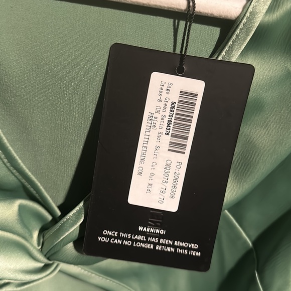 Sage Green Satin Knot Skirt Cut Out Midi Dress - Picture 5 of 7